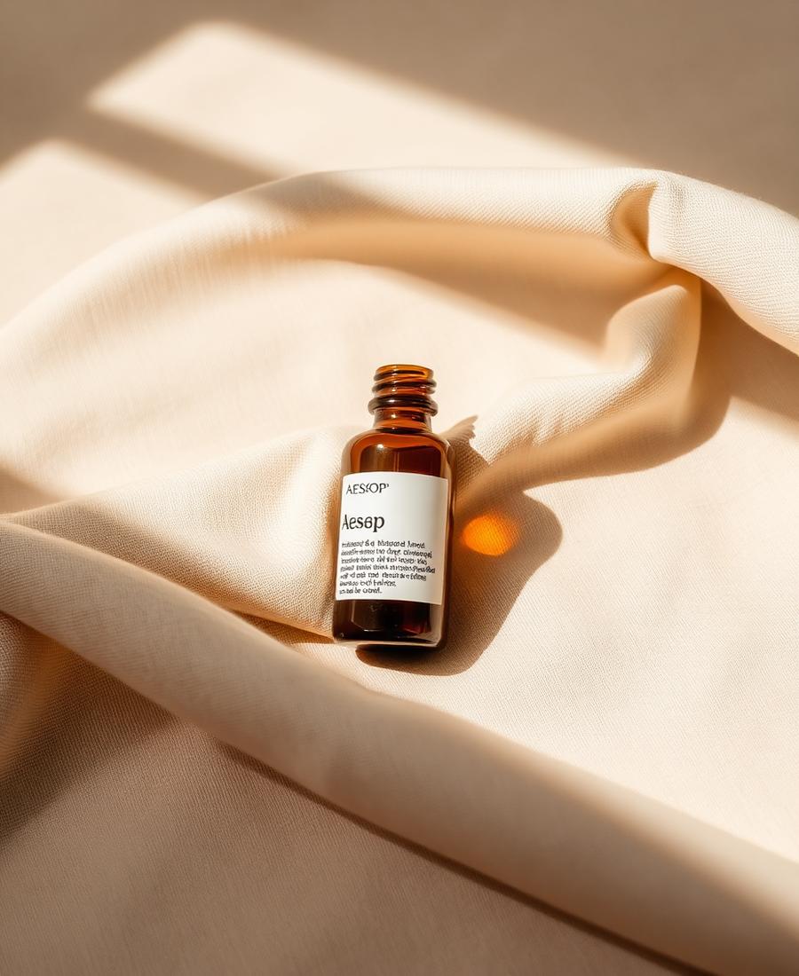Apothecary bottle of equine supplement on linen